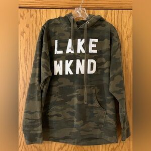Camouflage Hoodie with 'Lake WKND' Print